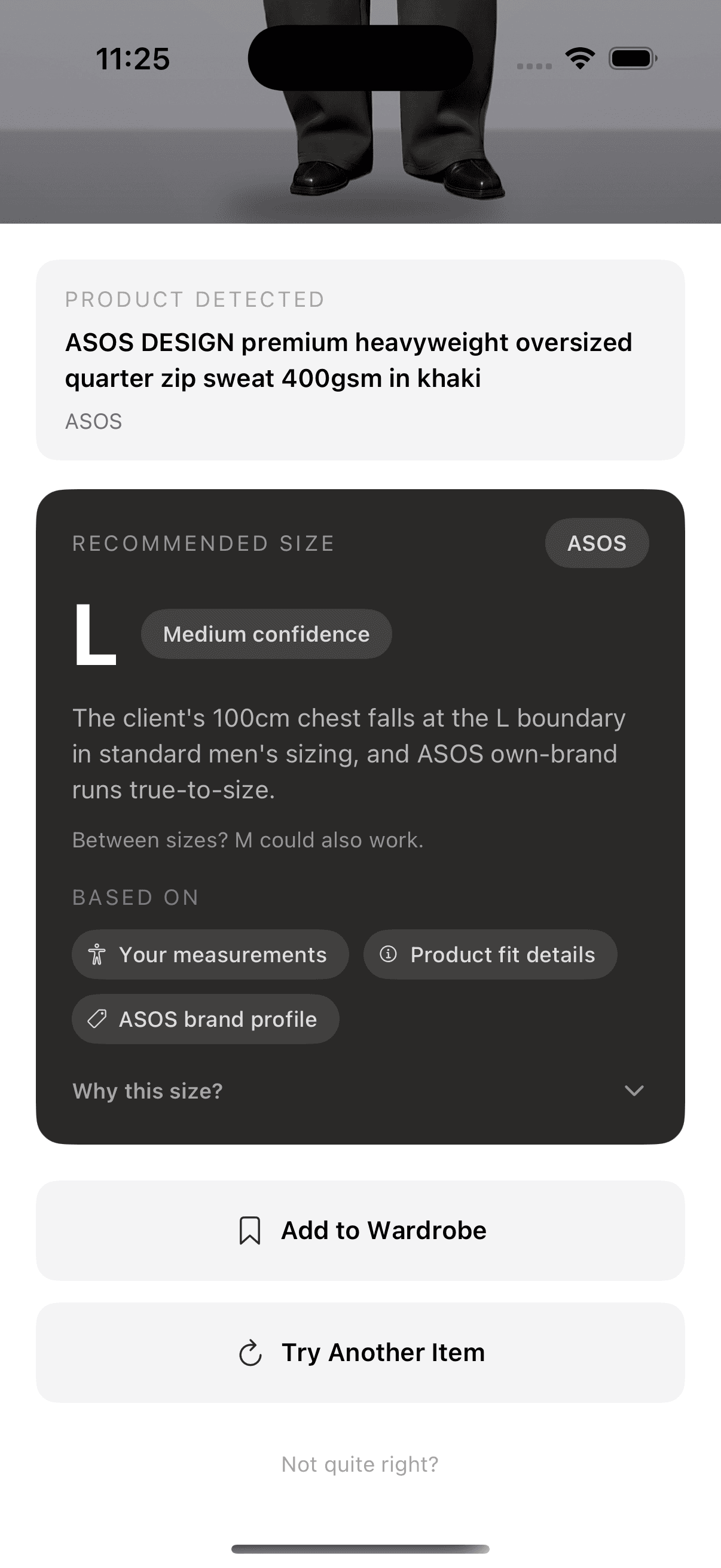 Recommended size with the reasoning behind it